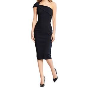 Black Halo One-Shoulder Black Mini Dress